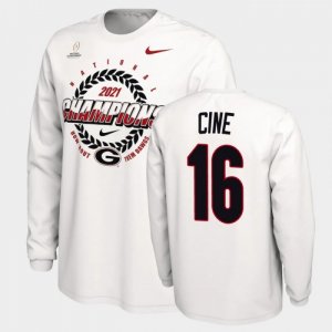 Georgia Bulldogs Lewis Cine Men's #16 White 2021 National Champions Football NCAA T-Shirt 2406OGDW8