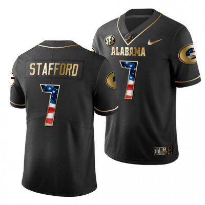 Georgia Bulldogs Matthew Stafford Men's #7 Stars and Stripes Black 2019 History Player Football NCAA Jersey 2406BRXO4