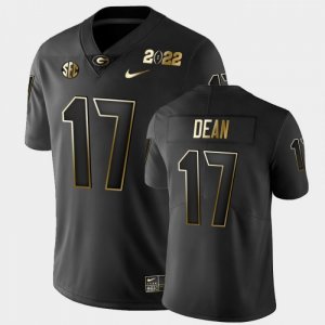 Georgia Bulldogs Nakobe Dean Men's #17 Golden Black 2021 National Champions Football NCAA Jersey 2406GZJD8