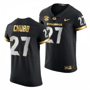 Georgia Bulldogs Nick Chubb Men's #27 Authentic Black Golden Edition 2020-21 Football NCAA Jersey 2406RDVR8