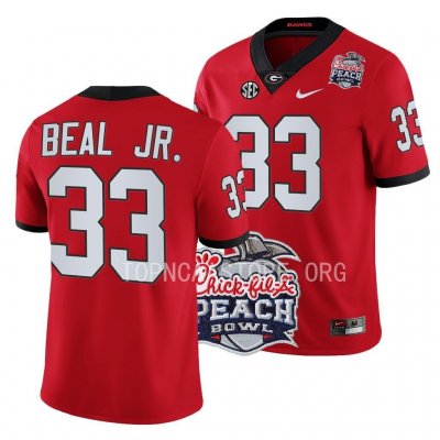 Georgia Bulldogs Robert Beal Jr. Men's #33 Red 2022 Peach Bowl Playoff Football NCAA Jersey 2406COCD7