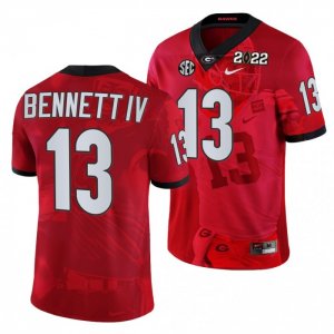 Georgia Bulldogs Stetson Bennett Men's #13 hip 2022 National Champions red Decisive Highlights Football NCAA Jersey 2406FGFA6