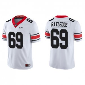 Georgia Bulldogs Tate Ratledge Men's #69 Game Alternate White Football NCAA Jersey 2406ZNBF6