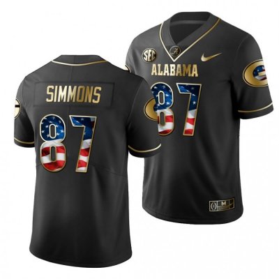 Georgia Bulldogs Tyler Simmons Men's #87 Stars And Stripes 2019 Limited Black Golden Edition Football NCAA Jersey 2406PPOX4