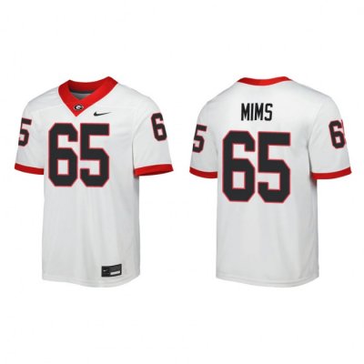 Georgia Bulldogs Amarius Mims Men's #65 Game Away White Football NCAA Jersey 2406RPIY1