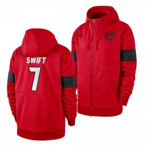 Georgia Bulldogs D'Andre Swift Men's #7 Sideline Performance Red Full-Zip Football NCAA Hoodie 2406WFNW2