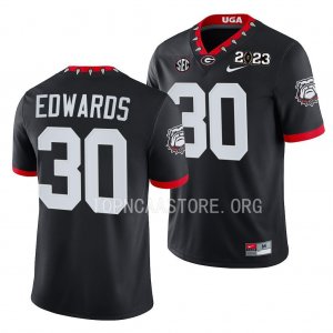 Georgia Bulldogs Daijun Edwards Men's #30 Black 2023 National Championship Playoff Football NCAA Jersey 2406FICU1