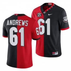 Georgia Bulldogs David Andrews Men's #61 100th Season Split Edition Alumni NFL Black Red Football NCAA Jersey 2406DQJC4