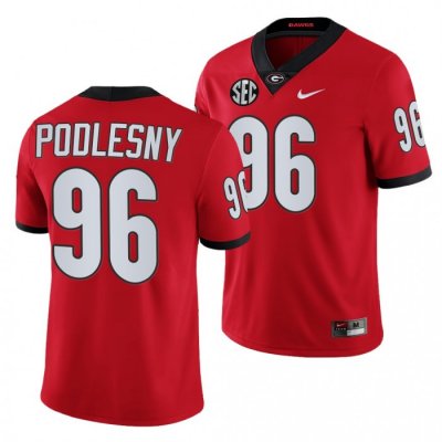 Georgia Bulldogs Jack Podlesny Men's #96 Red Football NCAA Jersey 2406XGGP1