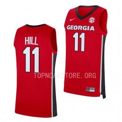 Georgia Bulldogs Justin Hill Men's #11 Replica Red Away 2022-23 Basketball NCAA Jersey 2406XHSV1