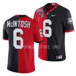 Georgia Bulldogs Kenny McIntosh Men's #6 Split 2022 Peach Bowl Black Red Football NCAA Jersey 2406MWNN4