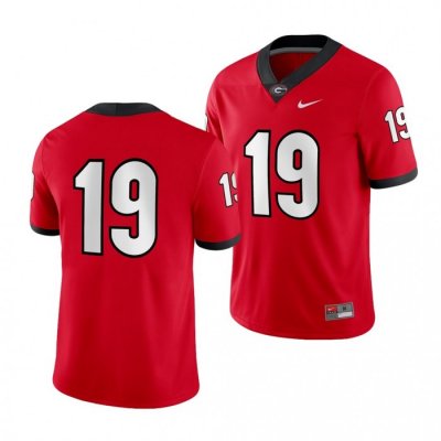 Georgia Bulldogs Number Men's #19 Game Red Football NCAA Jersey 2406CASE0