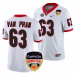 Georgia Bulldogs Sedrick Van Pran Men's #63 White 2023 Orange Bowl Playoff Shirt Football NCAA Jersey 2406UFNN5