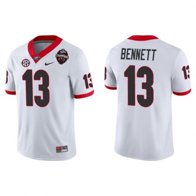 Georgia Bulldogs Stetson Bennett Men's #13 2022 National Champions Playoff White Game Football NCAA Jersey 2406OMJE4