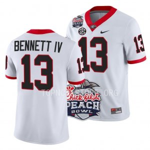 Georgia Bulldogs Stetson Bennett Men's #13 White 2022 Peach Bowl Playoff Football NCAA Jersey 2406JJUE3