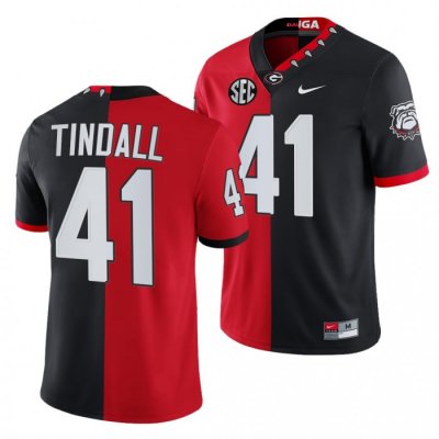 Georgia Bulldogs Channing Tindall Men's #41 Split Edition Mascot 2021-22 Red 100th Anniversary Black Football NCAA Jersey 2406JMMJ0