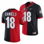 Georgia Bulldogs JT Daniels Men's #18 Split Edition Mascot 2021-22 Red 100th Anniversary Black Football NCAA Jersey 2406DUZH2