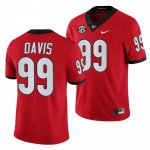 Georgia Bulldogs Jordan Davis Men's #99 Red Football NCAA Jersey 2406VSMJ7