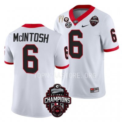 Georgia Bulldogs Kenny McIntosh Men's #6 National Champions Back-To-Back CFBPlayoff 2023 White Football NCAA Jersey 2406ZXZX2