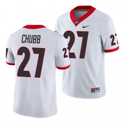 Georgia Bulldogs Nick Chubb Men's #27 White Game Football NCAA Jersey 2406KHMR0