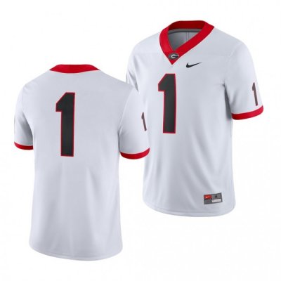 Georgia Bulldogs Number Men's #1 2018 White #1 Game Football NCAA Jersey 2406UHDF7