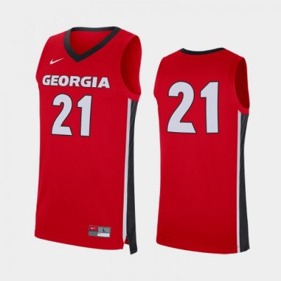 Georgia Bulldogs Number Men's #21 Red Replica Basketball NCAA Jersey 2406ICGD3