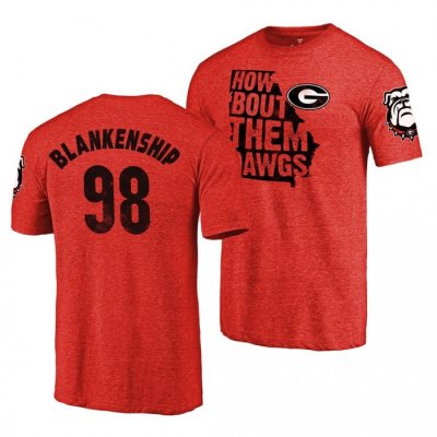 Georgia Bulldogs Rodrigo Blankenship Men's #98 town Classic Home Red Tri-Blend Football NCAA T-Shirt 2406LQSM7