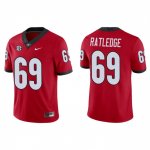 Georgia Bulldogs Tate Ratledge Men's #69 Red Game Football NCAA Jersey 2406NHWC1