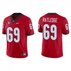 Georgia Bulldogs Tate Ratledge Men's #69 Red Game Football NCAA Jersey 2406NHWC1