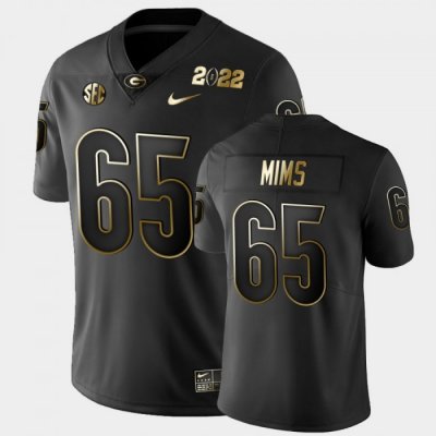 Georgia Bulldogs Amarius Mims Men's #65 Golden Black 2021 National Champions Football NCAA Jersey 2406NDFX7