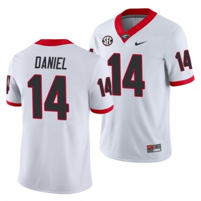 Georgia Bulldogs D.J. Daniel Men's #14 Away White Game Football NCAA Jersey 2406EEVA0