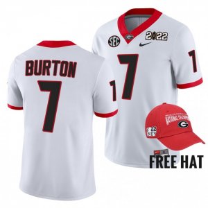 Georgia Bulldogs Jermaine Burton Men's #7 Orange Bowl Champions 2021-22 CFP White Football NCAA Jersey 2406NSTF5