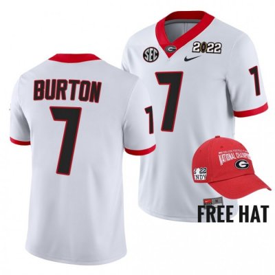 Georgia Bulldogs Jermaine Burton Men's #7 Orange Bowl Champions 2021-22 CFP White Football NCAA Jersey 2406NSTF5