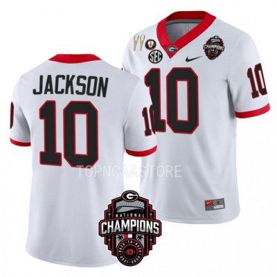 Georgia Bulldogs Kearis Jackson Men's #10 National Champions Back-To-Back CFBPlayoff 2023 White Football NCAA Jersey 2406CFXN8