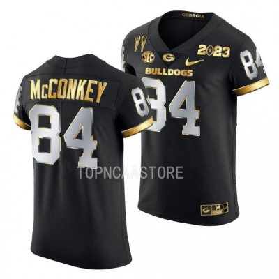 Georgia Bulldogs Ladd McConkey Men's #84 Black 2X CFBPlayoff National Champions Limited Golden Football NCAA Jersey 2406MFUU6