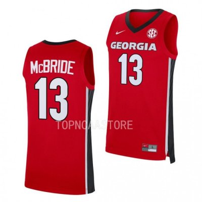 Georgia Bulldogs Mardrez McBride Men's #13 Replica Red Away 2022-23 Basketball NCAA Jersey 2406XTDF2