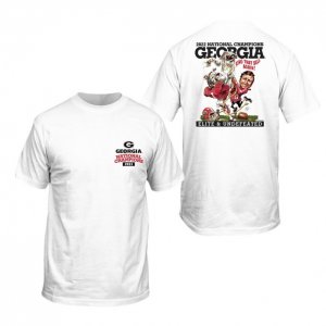 Georgia Bulldogs Men's 2022 National Champions Playoff White Illustration Football NCAA T-Shirt 2406HDDV7