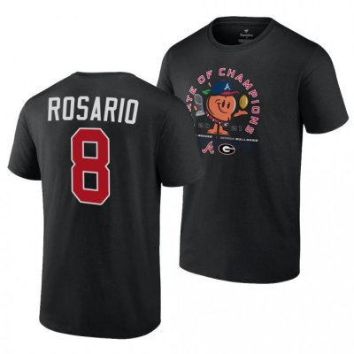 Georgia Bulldogs Men's Eddie Rosario 2021 State of Champions 8 Black Peach x Atlanta Braves Football NCAA T-Shirt 2406ZIEI3