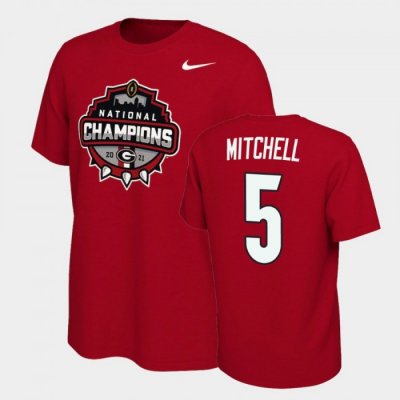 Georgia Bulldogs Adonai Mitchell Men's #5 Red 2021 National Champions Football NCAA T-Shirt 2406HGKI3