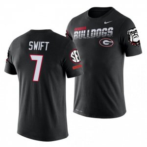 Georgia Bulldogs D'Andre Swift Men's #7 Black Facility Performance Football NCAA T-Shirt 2406ZTLI4