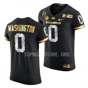 Georgia Bulldogs Darnell Washington Men's #0 Black 2X CFBPlayoff National Champions Limited Golden Football NCAA Jersey 2406UZDK2