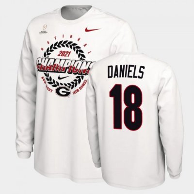 Georgia Bulldogs JT Daniels Men's #18 White 2021 National Champions Football NCAA T-Shirt 2406HNTY1