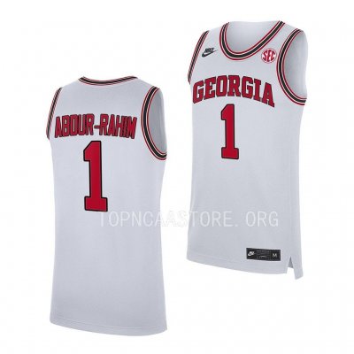 Georgia Bulldogs Jabri Abdur-Rahim Men's #1 Home White Replica 2022-23 Basketball NCAA Jersey 2406CNTU5