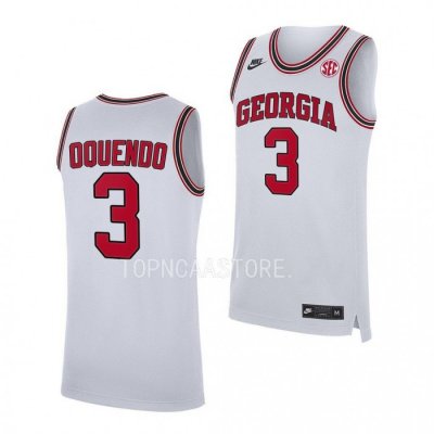 Georgia Bulldogs Kario Oquendo Men's #3 Home White Replica 2022-23 Basketball NCAA Jersey 2406CBUN2