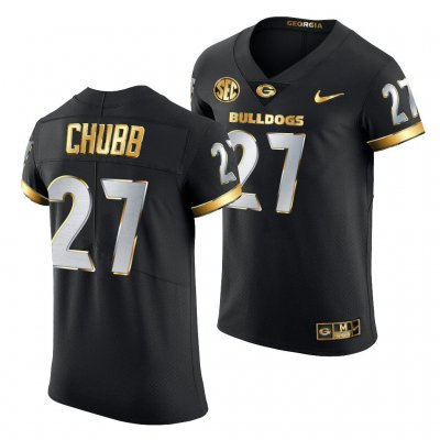 Georgia Bulldogs Nick Chubb Men's #27 Authentic Black Golden Edition 2020-21 Football NCAA Jersey 2406CPSS3