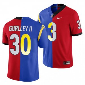 Georgia Bulldogs Todd Gurley II Men's #3 X LA Rams Dual Teams Split Royal Red Football NCAA Jersey 2406YYZH3