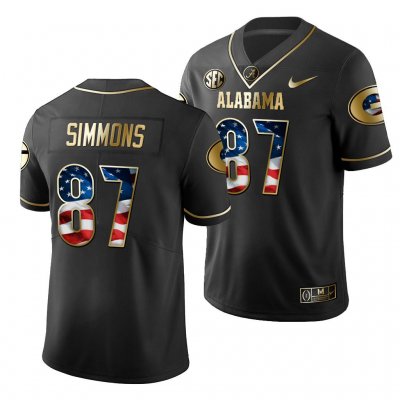 Georgia Bulldogs Tyler Simmons Men's #87 Stars And Stripes 2019 Limited Black Golden Edition Football NCAA Jersey 2406IMOV6